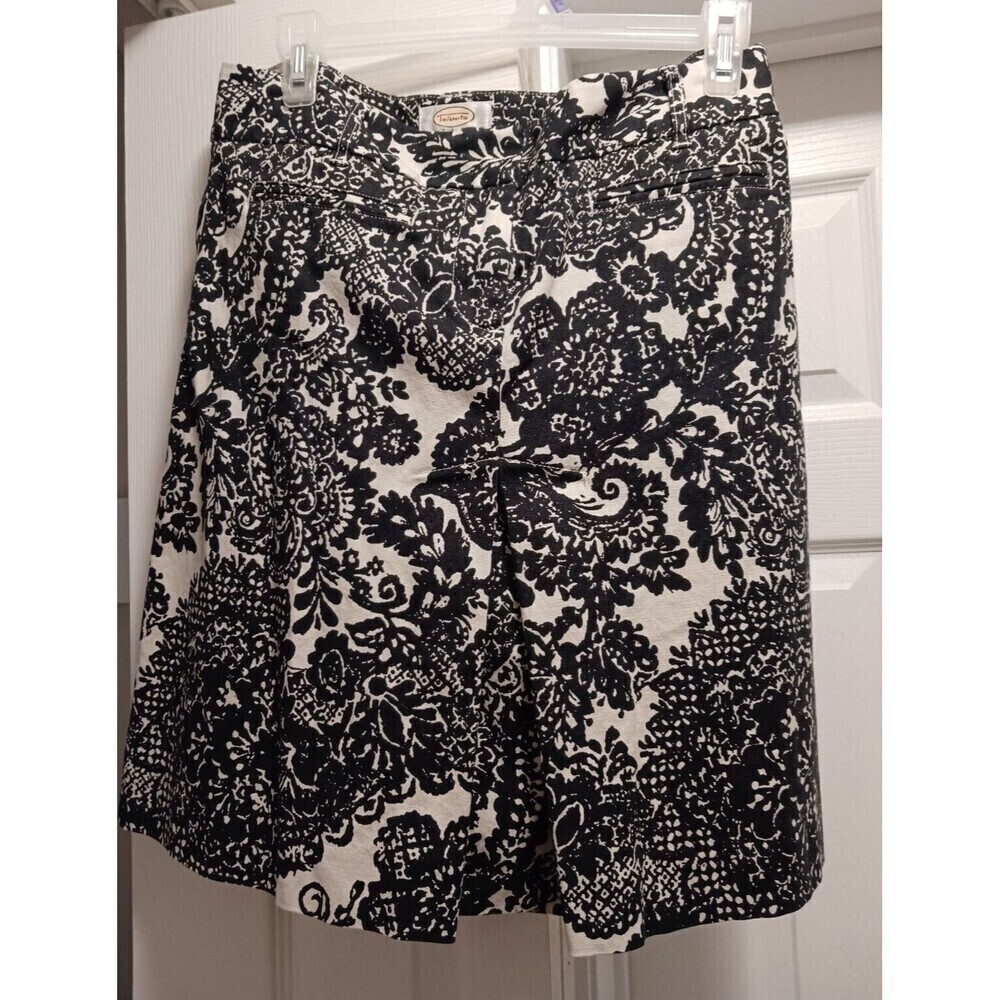 Talbots Petites Black White Pencil Skirt‎ Floral Stretch  Work Size 8